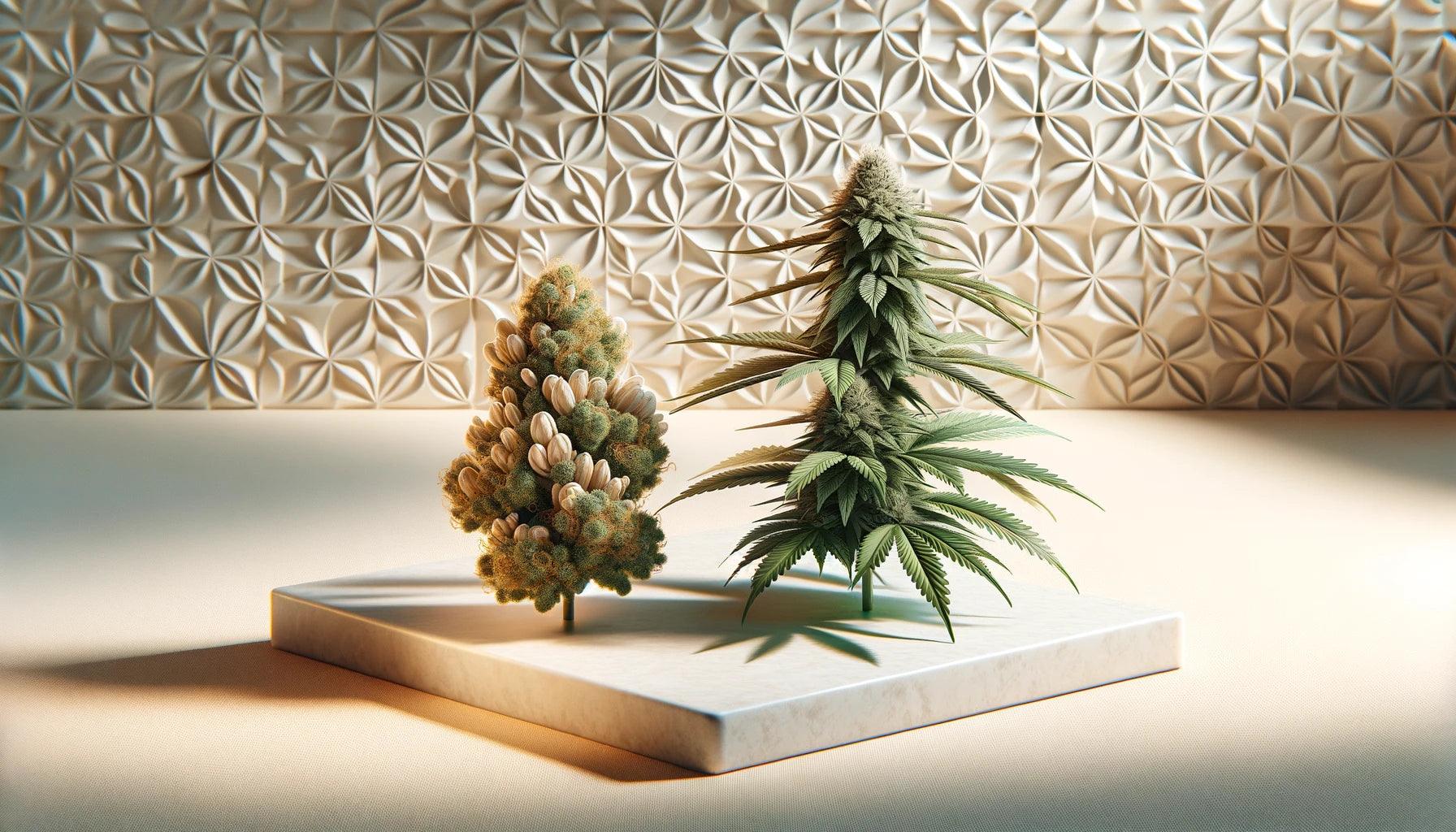 Weibliche und männliche Cannabispflanze Bannerbild