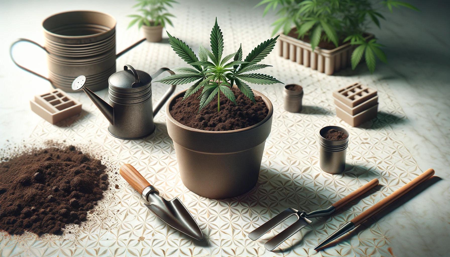 Erde Cannabispflanze Zuchtmedium Titelbild