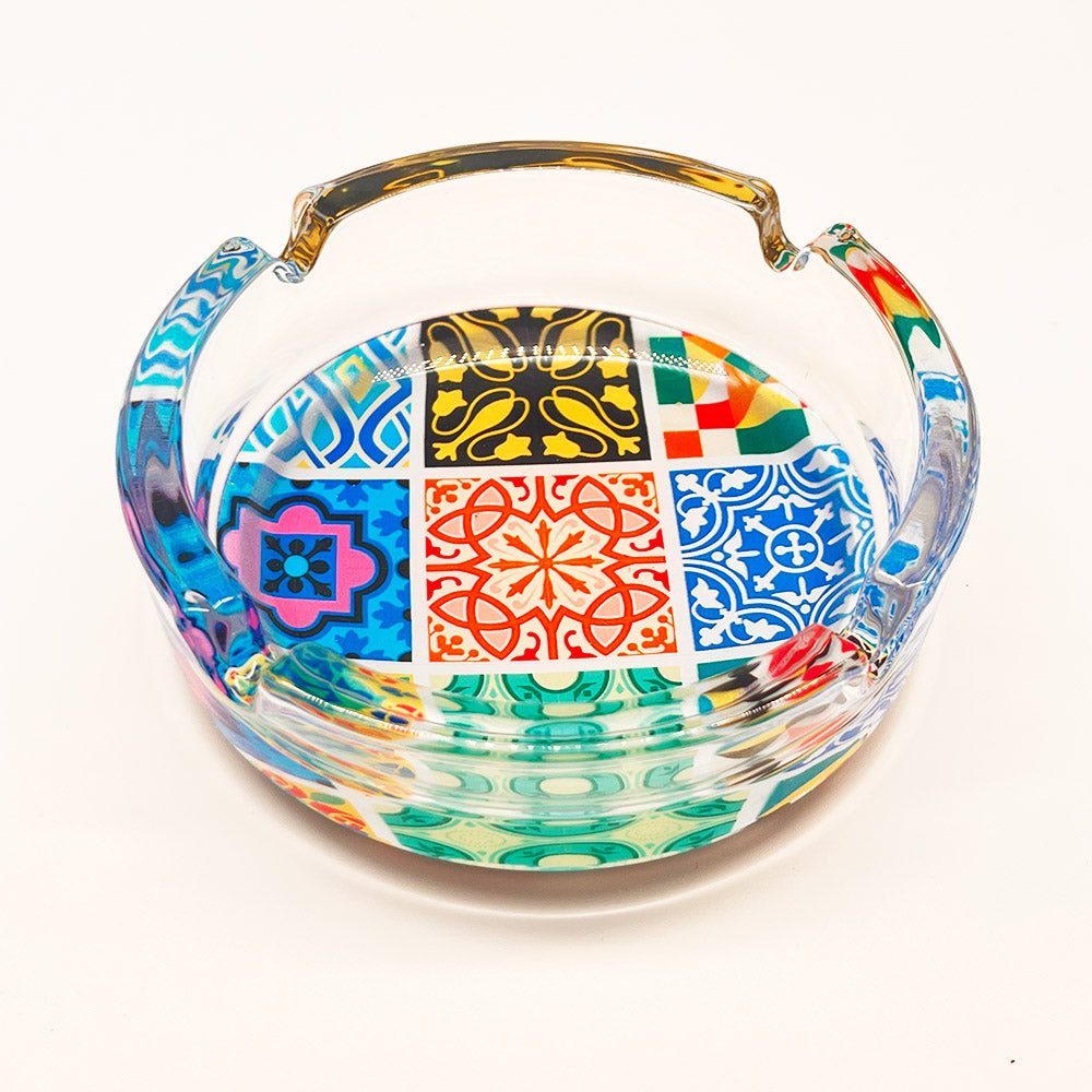 Aschenbecher mit Fliesenglas Muster - verschiedene Designs - Muster 2