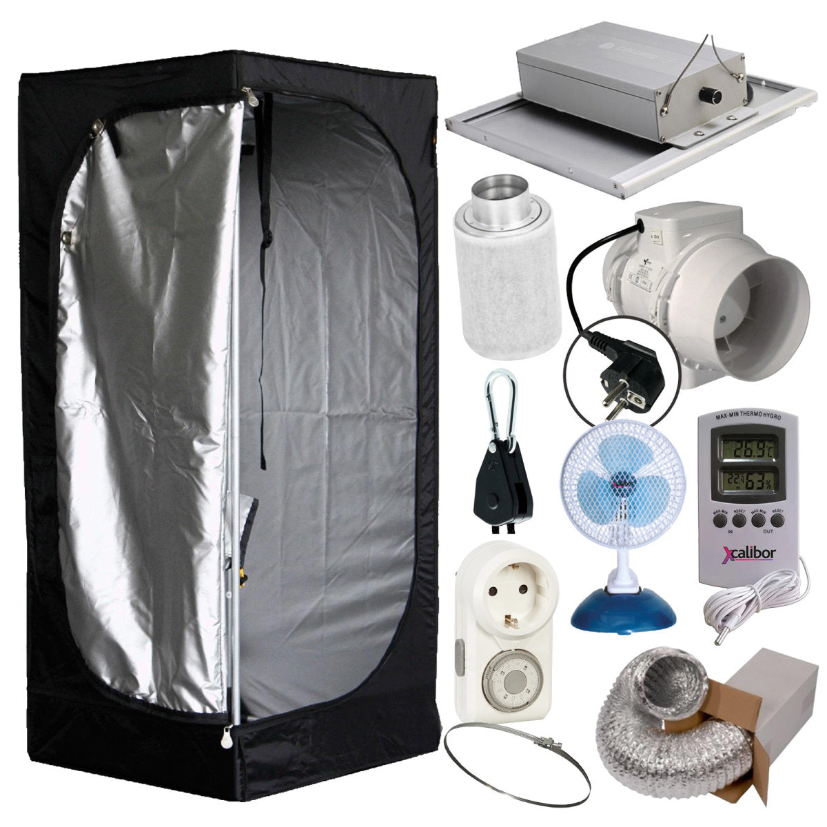 Growbox complete set 45x45x180cm including Caluma LED (75W)