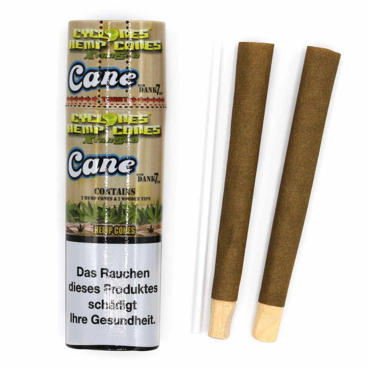 Cyclones Hemp Cones Cane XTRA Slo with Dank7Tip Pre-Rolled 2 Pieces