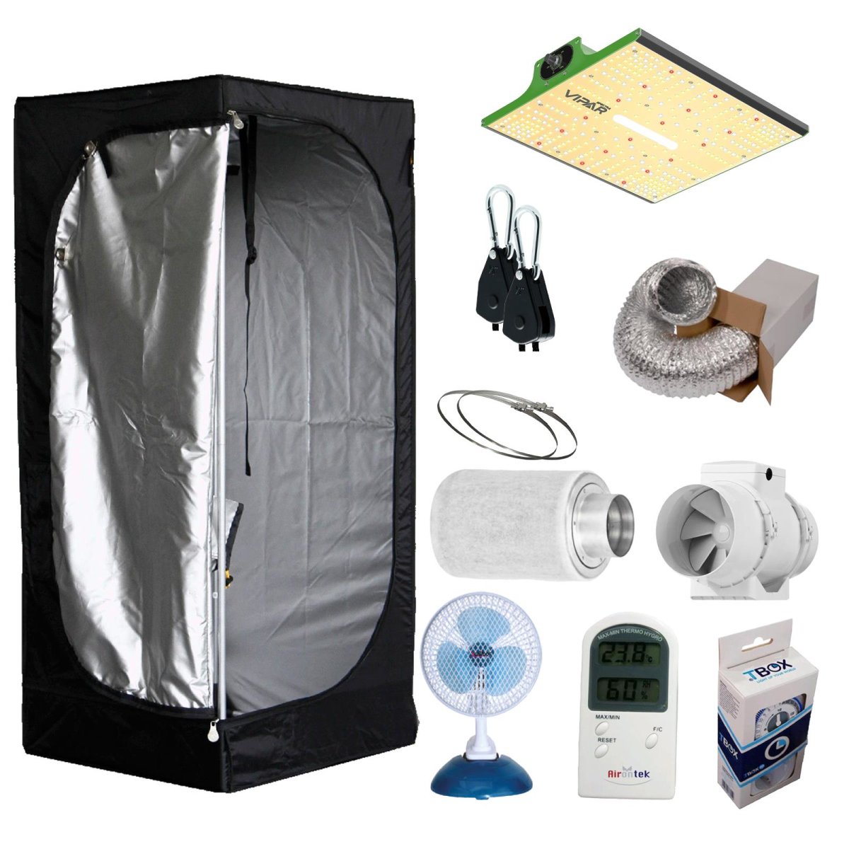Growbox Komplettset Mammoth 60x60x140cm inkl. Viparspectra-LED (100W)