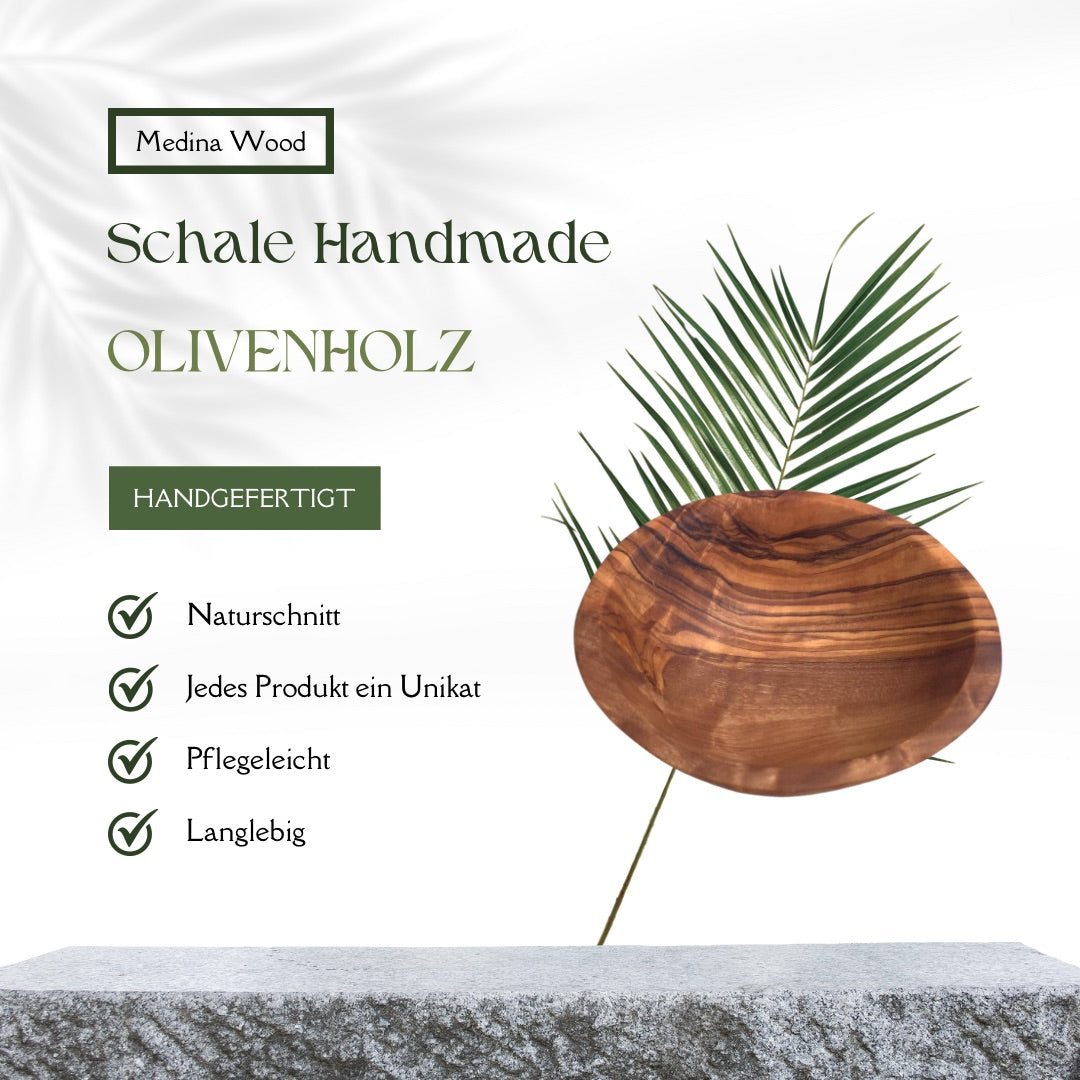 Small round bowl, freehand-shaped, handmade from olive wood
