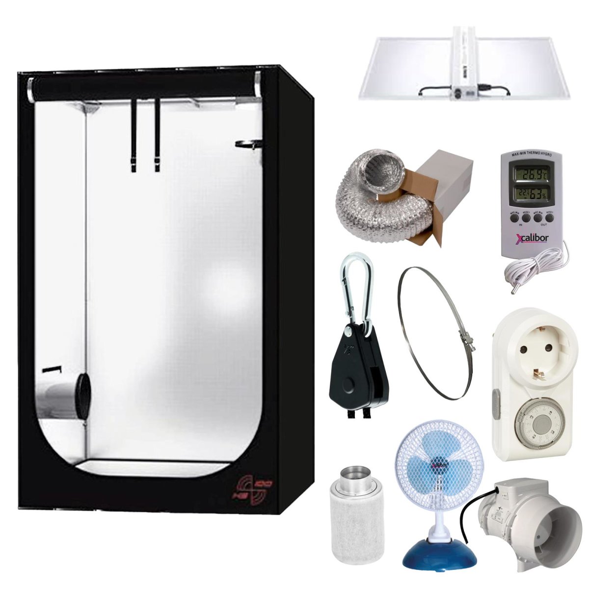 Growbox Komplettset 120x120x200cm inkl. Nanolux-LED (300W)