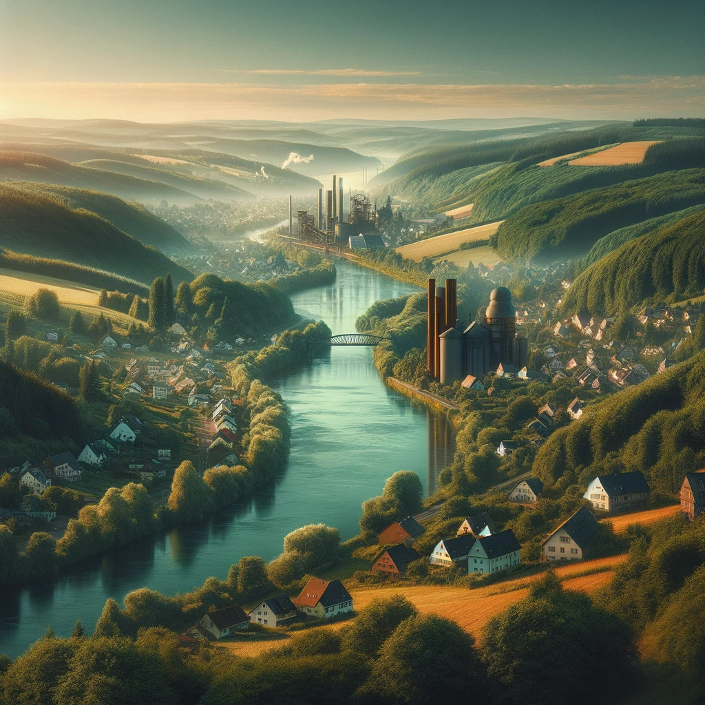 Kleinstadt im Saarland am Fluss