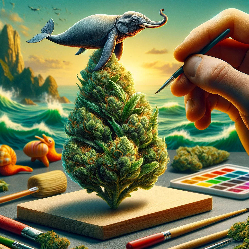 Wappa Cannabis Bud Zeichnung mit Fabeltieren