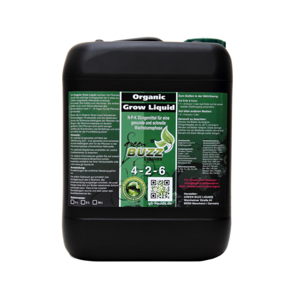 Green Buzz Liquids Organic Grow Liquid 10 Liter