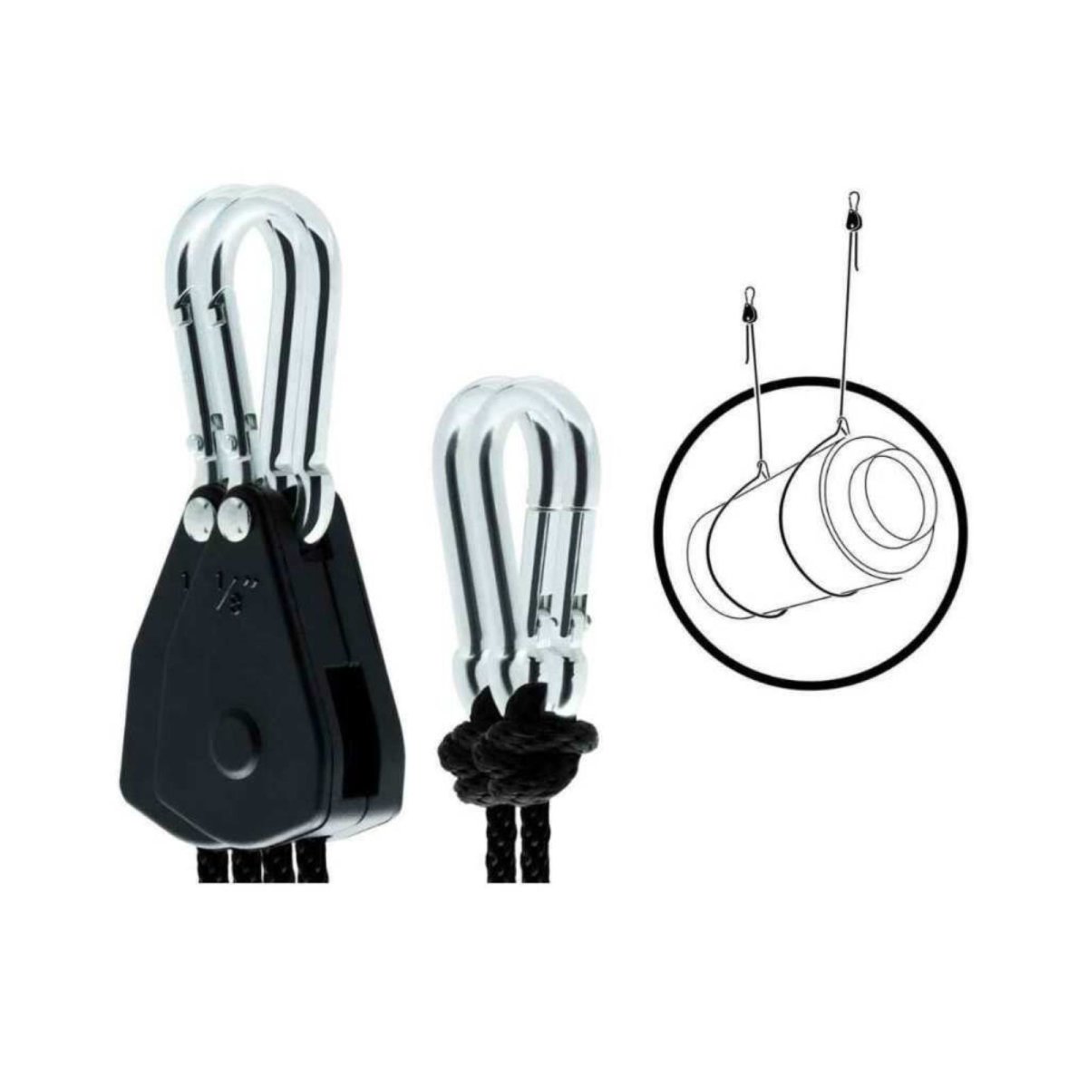Lumen King Heavy - Duty Rope Ratchets 68 kg, kleine Karabiner