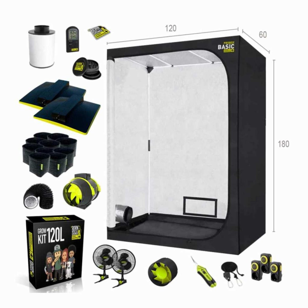 Growbox Komplettset GHP 120x60x180cm 300 Watt Vollspektrum LED Garden Highpro