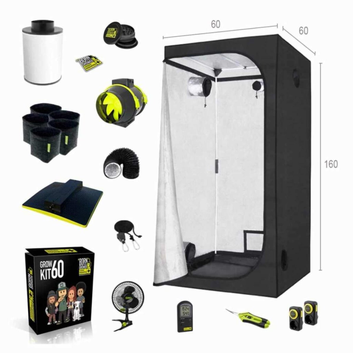 Growbox Komplettset GHP 60x60x160cm LED 60 Watt Garden Highpro