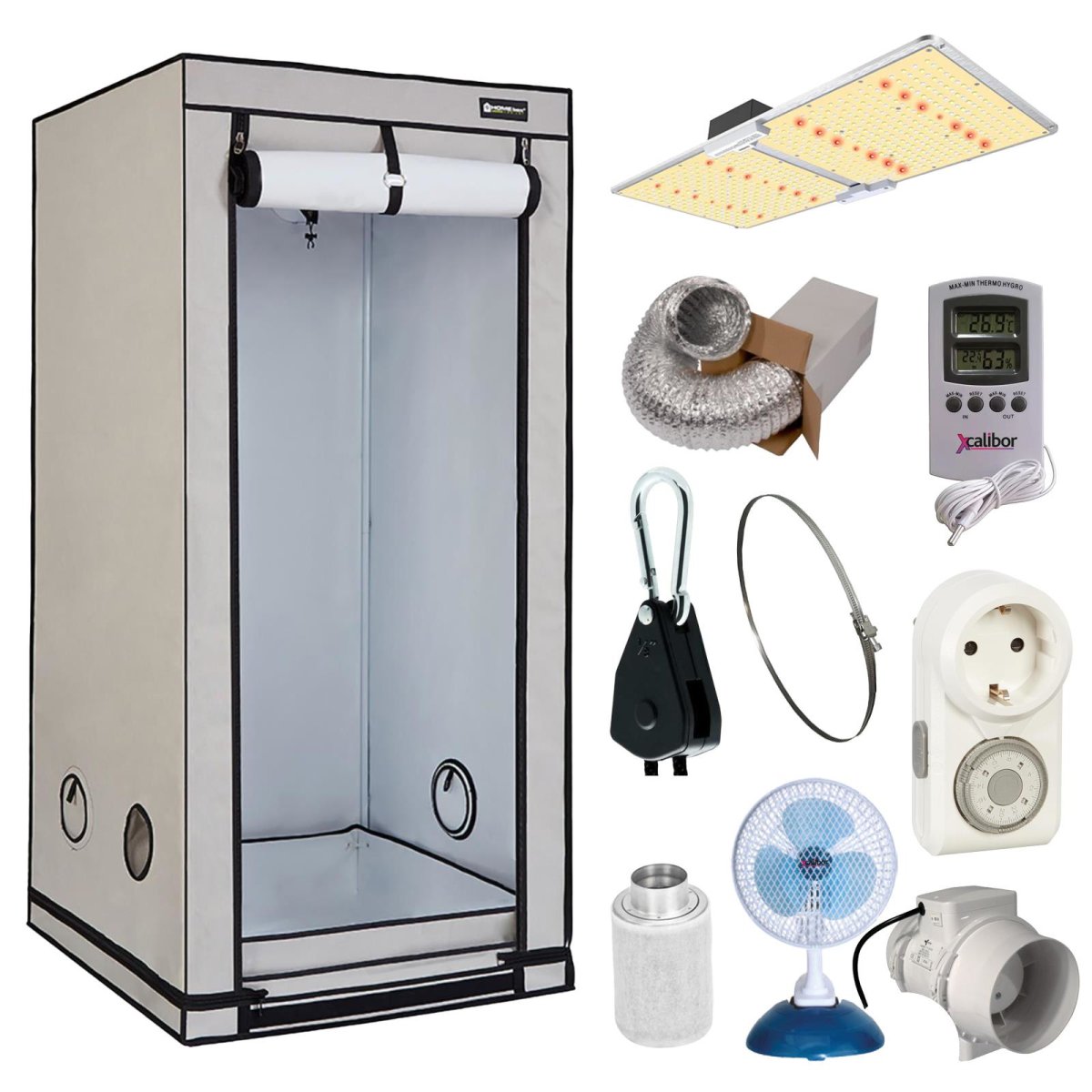 Growbox complete set 100x100x200cm including Spider Farmer LED (200W)