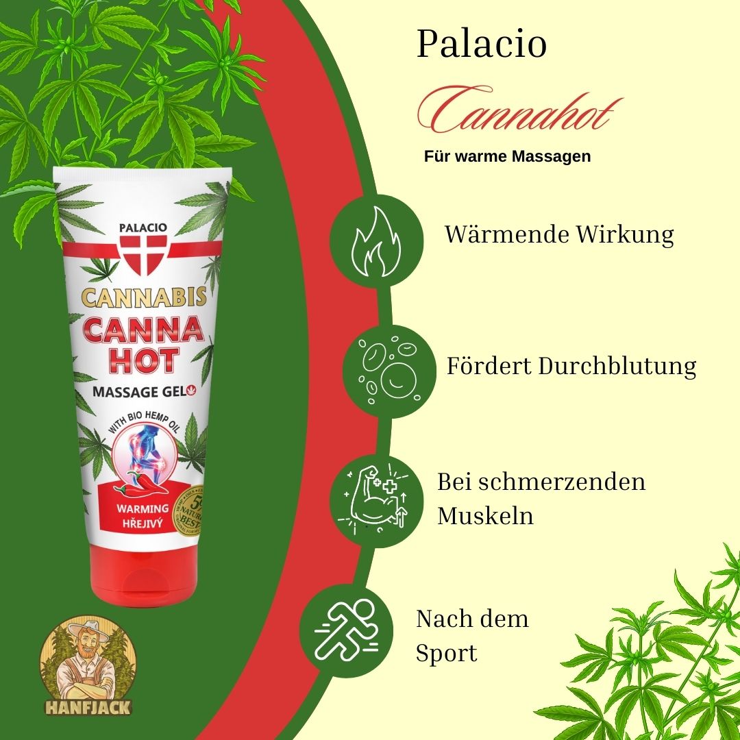 Palacio Cannahot Cannabis Massagegel wärmend - 200ml Tube