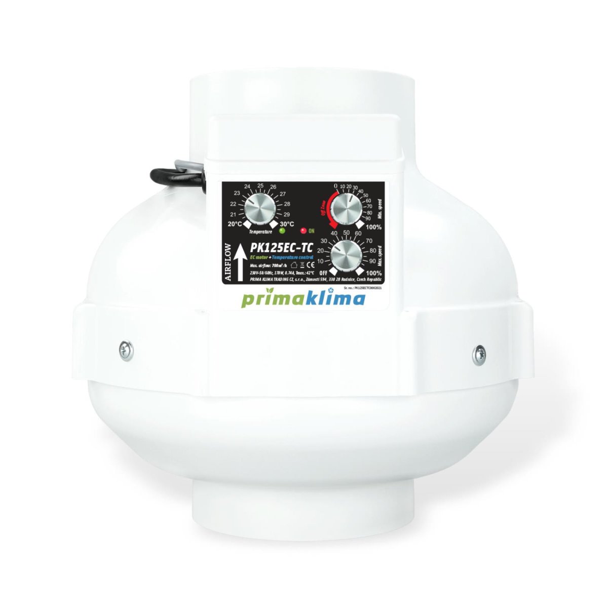 PrimaKlima PK125 EC-TC Temperatur geregelt 680 m3/h 125 mm