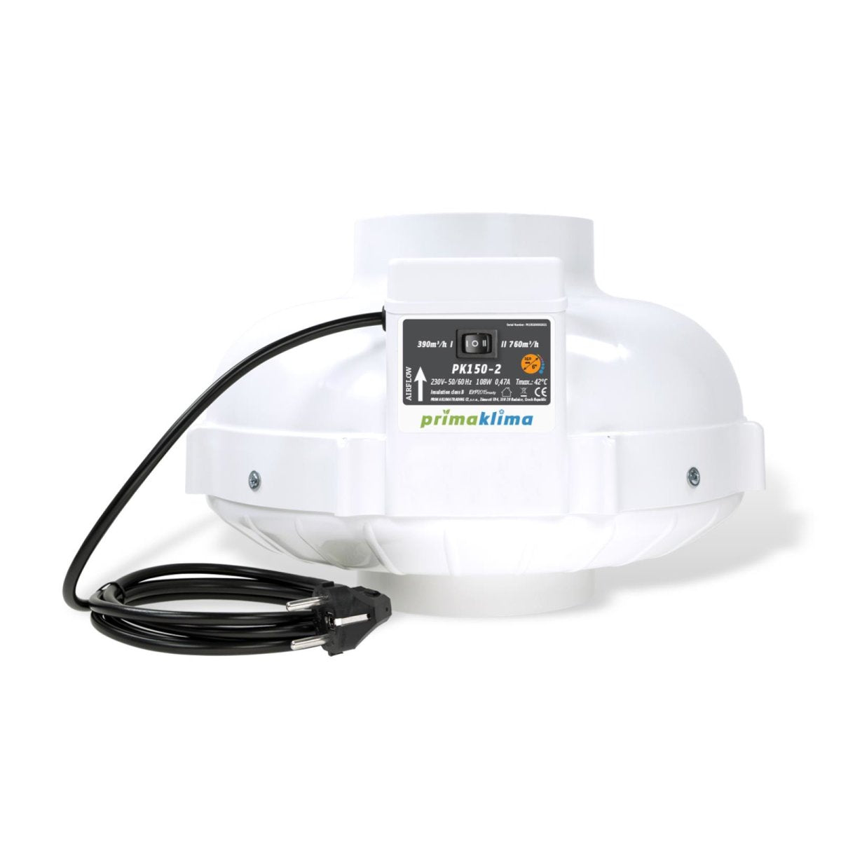 PrimaKlima PK150-2 AC Two speed 380m³/h 760m³/h 150 mm