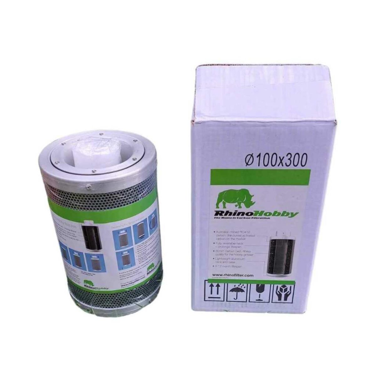 Rhino Hobby 225 activated carbon filter 100mm*300mm 100mm flange 150-300m3/h