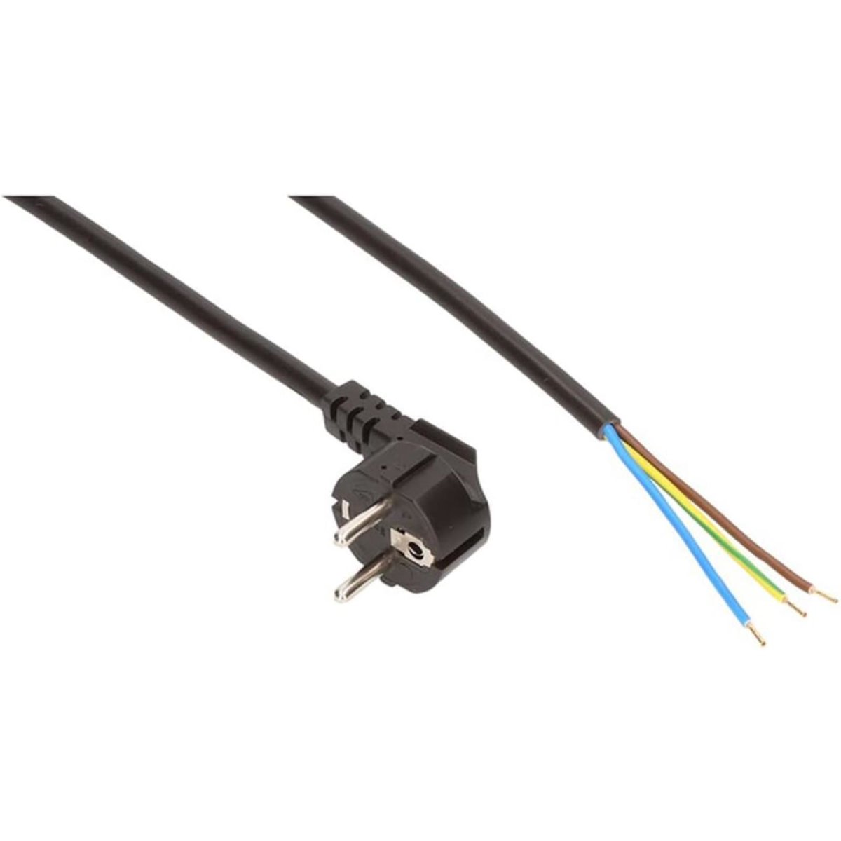 Schukostecker Stromkabel 3-polig 3 x 1,5mm2, 2m Schwarz