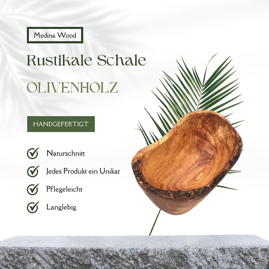 Schale Rustikal Oval Schüssel handgemacht aus Olivenholz 11-13 cm