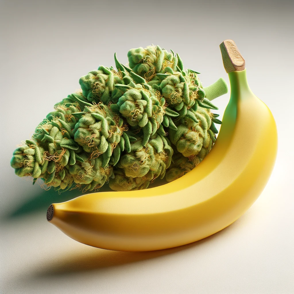 Cannabis Bud hinter Banane