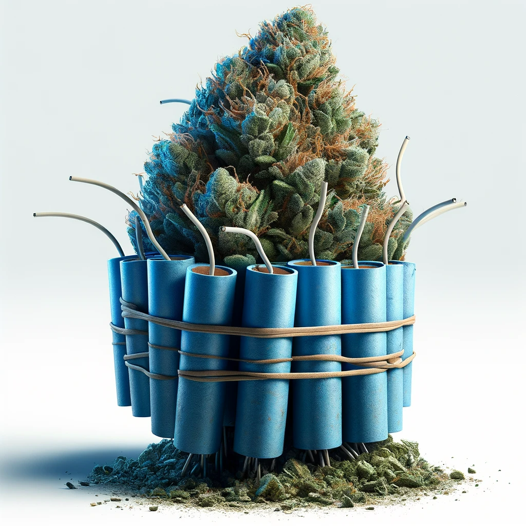 Cannabis Bud mit blauem Dynamite
