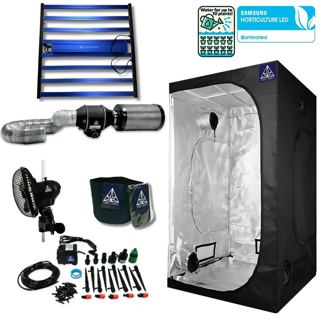 Treez Tools Complete Grow Set Large - Complete indoor grow kit with grow tent, LED lighting, ventilation system and accessories 