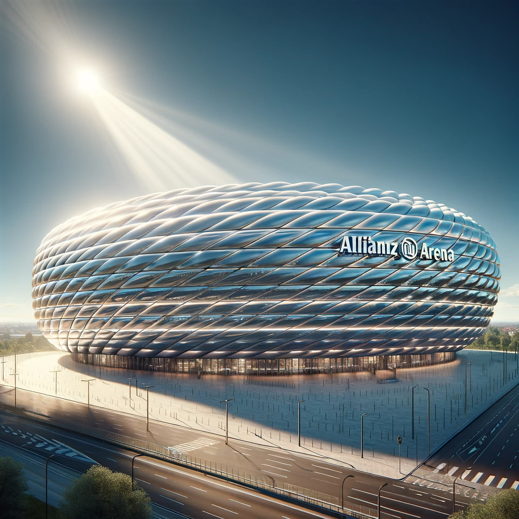 Allianz Arena in Muenchen mit leeren Straßen