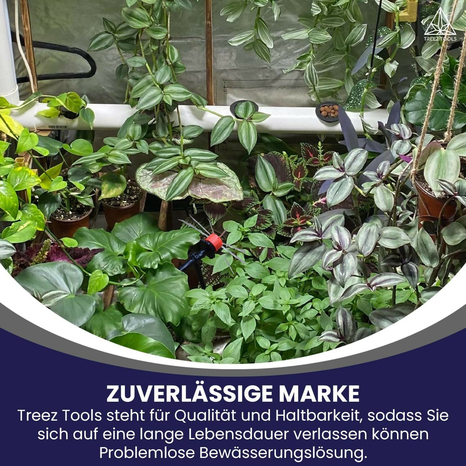 Elektrische Wasserpumpe und Zubehör im Treez Tools Bewässerungssystem für effiziente Gartenpflege.