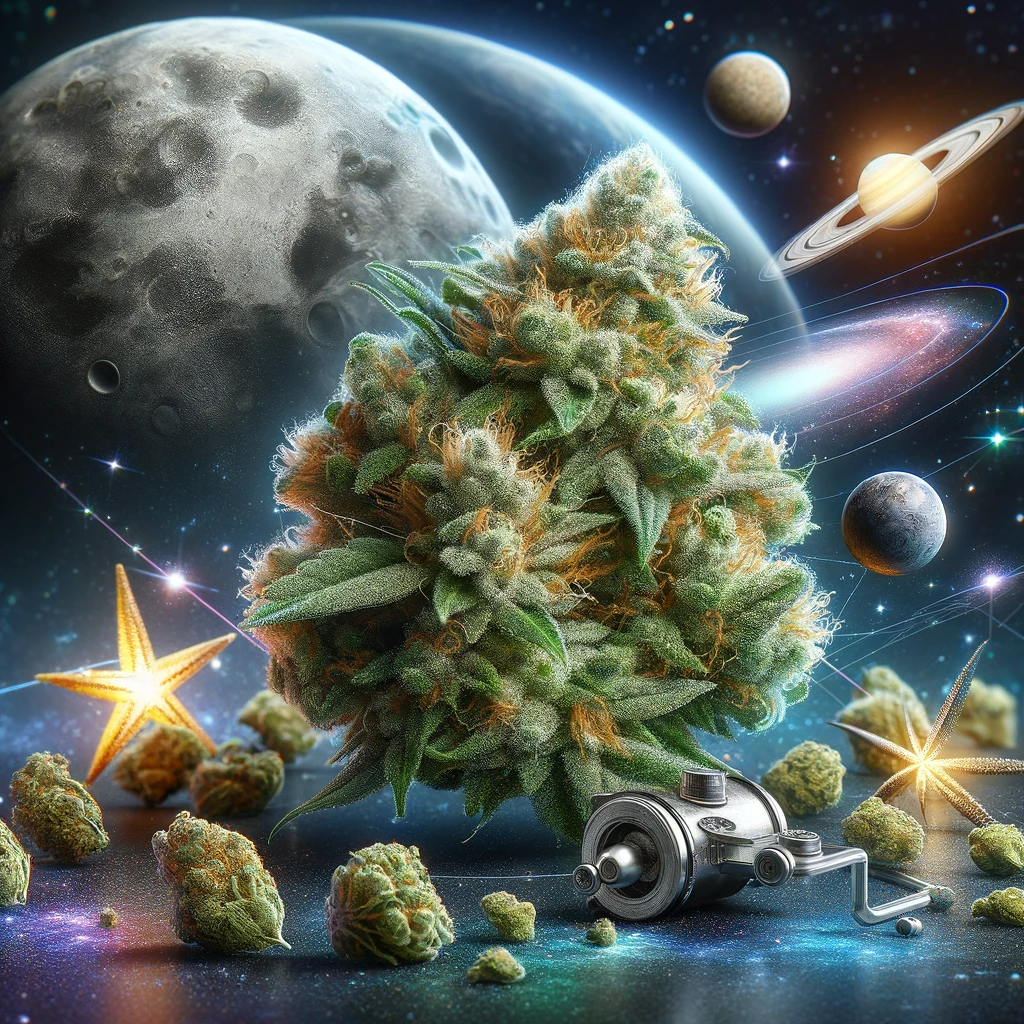 Space Fritter Cannabis Bud im Weltall