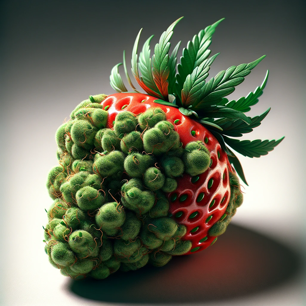 Cannabis Bud vereint mit Erdbeere