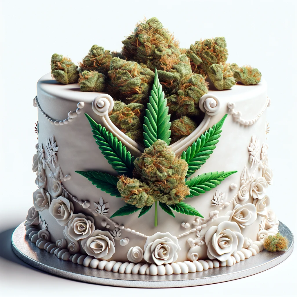 Wedding Cake Cannabis Buds auf weißer Hochzeitstorte