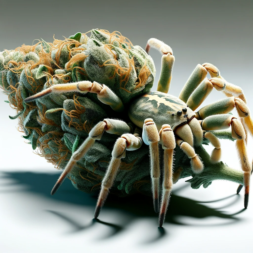 White Widow Cannabis Bud in Spinnenform