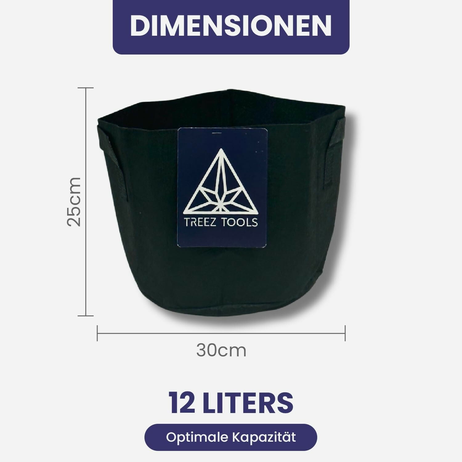 12-Liter Anzuchttöpfe von Treez Tools mit robusten Griffen für einfachen Transport und Umtopfen.