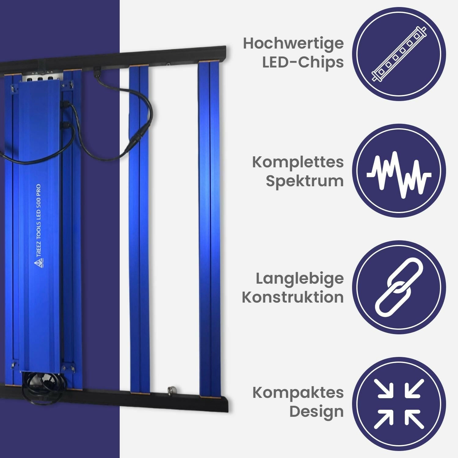 Einstellbarer Dimmer an der Treez Tools Grow Light zur präzisen Steuerung des UV-Lichts während des Pflanzenwachstums.