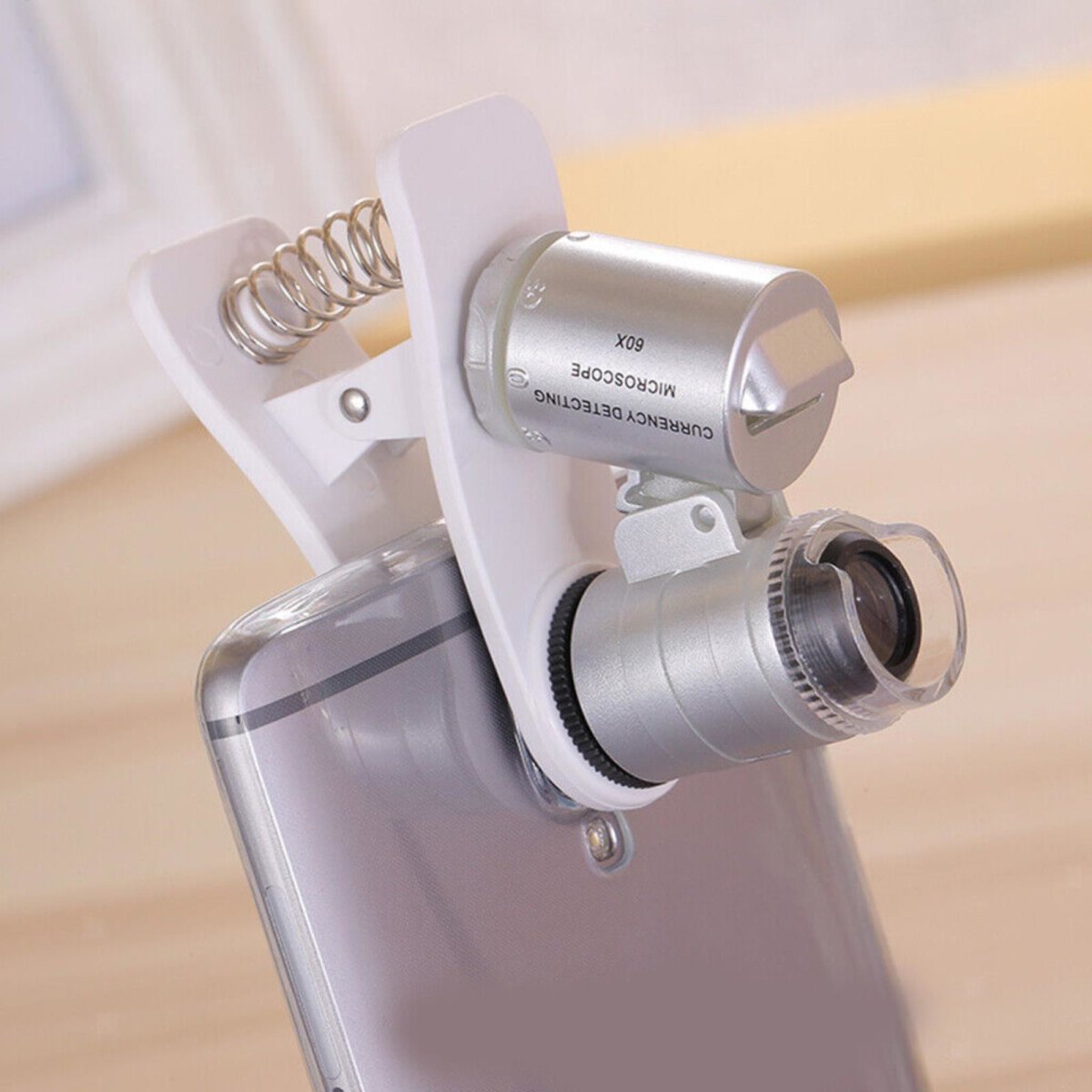 Mikroskop 60-fach mit Clip für Handy, Taschenlupe