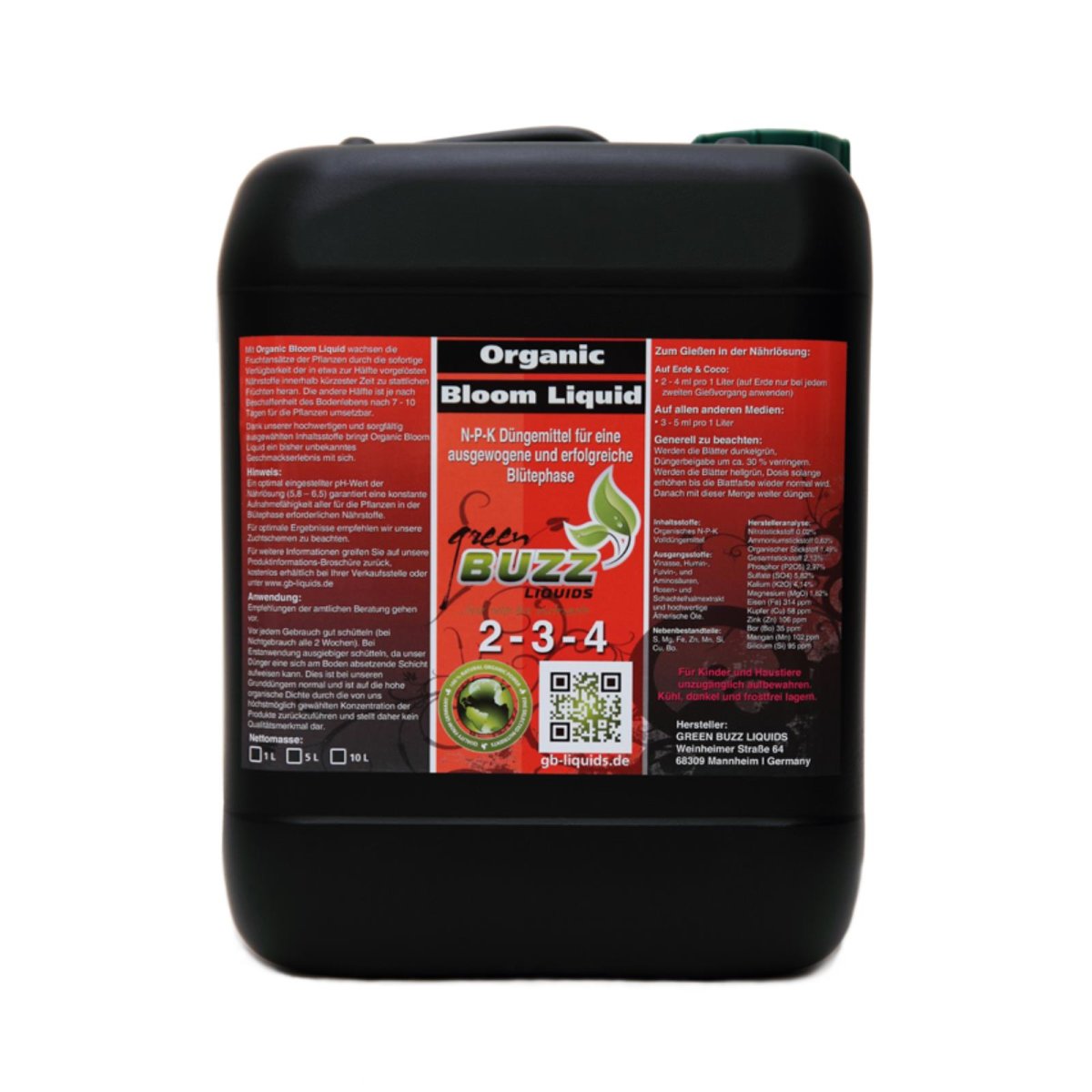 Green Buzz Liquids Organic Bloom Liquid 10 Liter