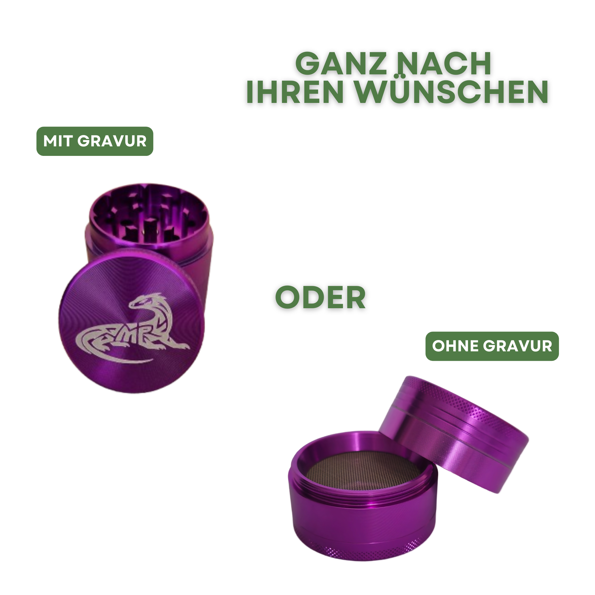 Grinder mit Wunschgravur • Personalisiert mit Nachricht, Name oder Motiv