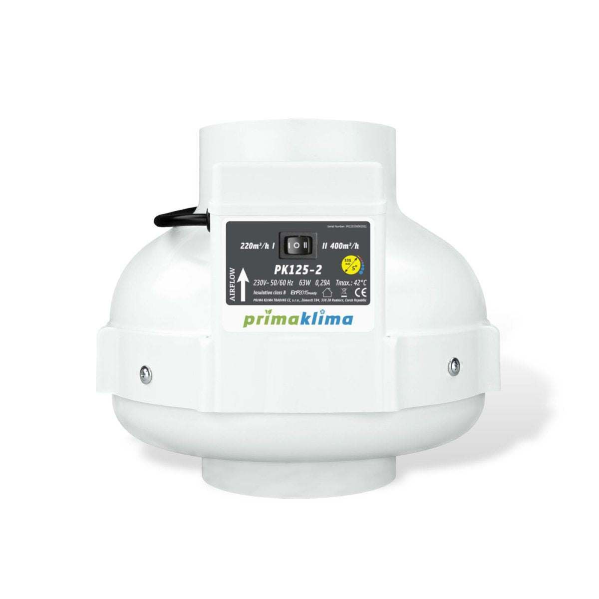 PrimaKlima PK125-2 AC Two speed 220-400m3/h 120 mm