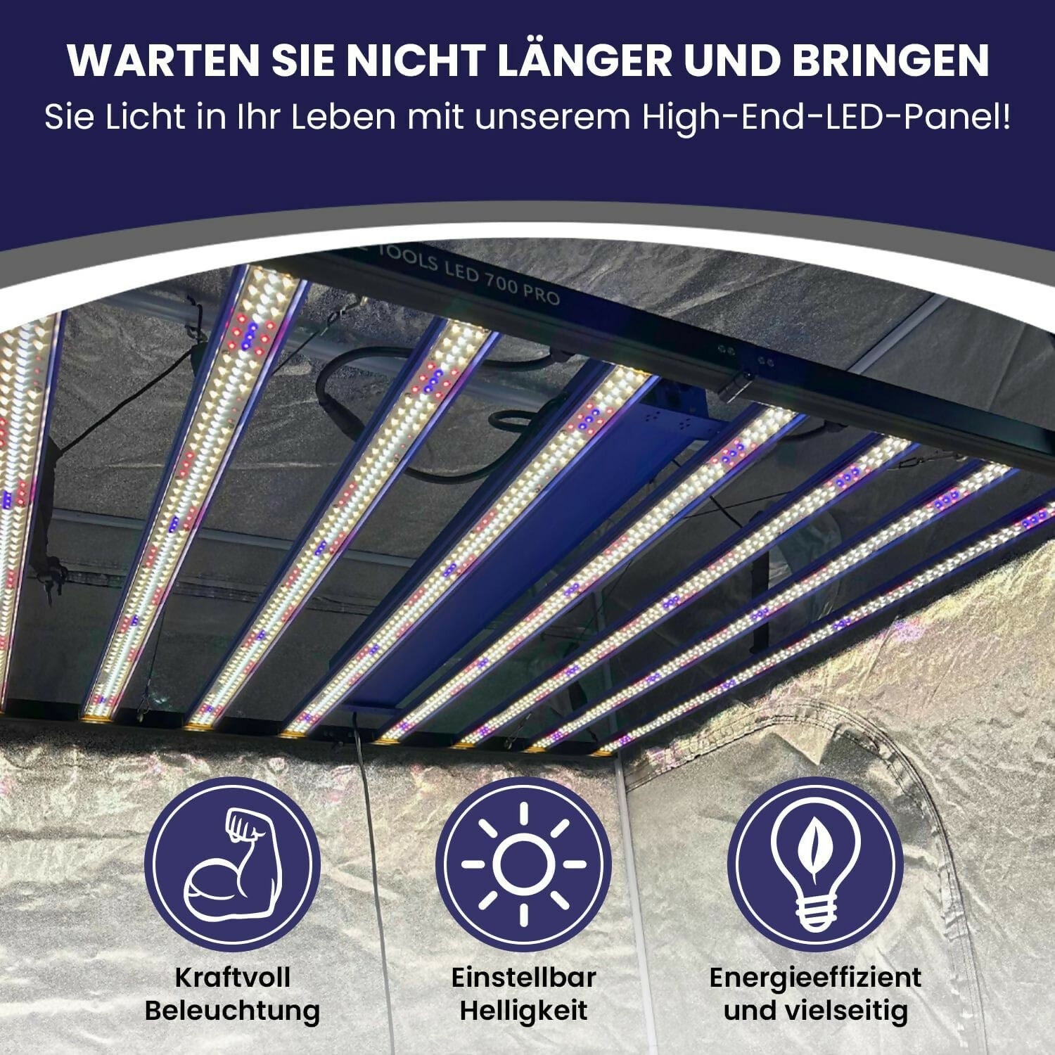 Einstellbarer Dimmer zur präzisen Steuerung des UV-Lichts für optimales Pflanzenwachstum.